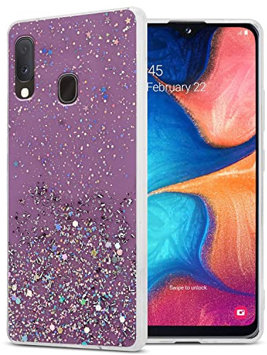Cadorabo Hülle kompatibel mit Samsung Galaxy A10e/A20e Rundumschutz TPU Silikon Case Mädchen Glitzer Strass Design Slim Kratzfest Weiche Gummi Bling Schutzhülle für Samsung Galaxy A10e/A20e in Lila