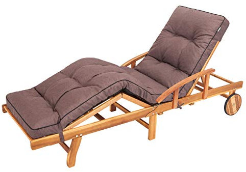 Liegenauflage, Auflage für Gartenliege 200 x 55 x 8 cm, Auflagen für Deckchair, Polsterauflage für Sonnenliege, Kissen für Liegestuhl, gesteppt - Braun