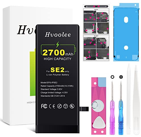 [2700 mAh] Hvoolee für iPhone SE2 2020 interner Akku-Ersatz, verbesserter Akku mit hoher Kapazität, mit vollständigem professionellem Reparaturwerkzeug-Set und Bedienungsanleitung [nicht für SE2016]
