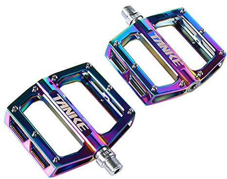 Öl Slick Mountain Bicycle Pedals MTB-Plattform Aluminium Rennradpedale Lager Anti-Silspe-Faltfahrradpedale Fahrradteile Pedale Fahrrad (Color : Rainbow)