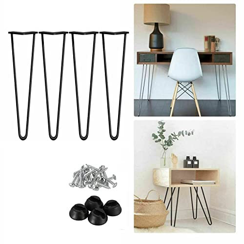 Möbelfüße, 4er Set Haarnadel Tischbeine - Haarnadelbeine - Hairpin Legs - Möbel Metal Austauschbare Tisch &Schrank Beine - 40cm Höhe für Esstisch Couchtisch Schreibtisc - mit Bodenschoner & Schrauben