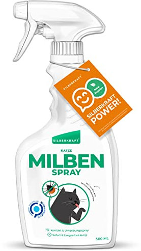 Silberkraft Spray antiácaros para gatos, 500 ml, protección antiácaros, eficaz y garantizada, antiácaros