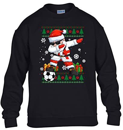 England Christmas Jumper Mens Sweatshirt World Cup 2025 Football Boys Pullover Christmas Jumper Funny Santa Dab Dabbing Novelty Unisex Gift Girls Kids Sweat Printed Design Black - Large