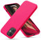 CALOOP Liquid Silicone Case Designed for iPhone 12 Mini Case 5.4 inch, Full Body Protective Covered Silky-Soft Anti-Scratch Gel Rubber Slim Shockproof Cover with Microfiber Lining, Hot Pink