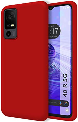 Tumundosmartphone Cover Silicone Liquido Ultra Morbida per Tcl 40 Se Colore Rossa