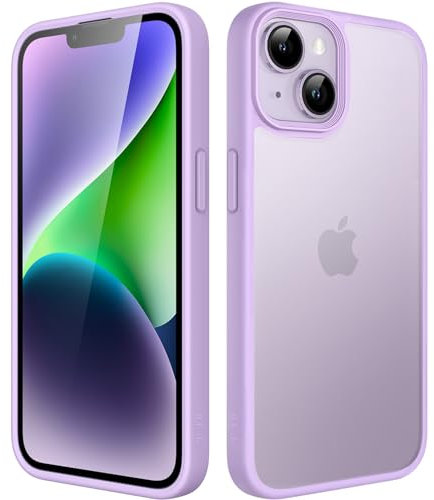 JETech Cover Opaca per iPhone 14 Plus 6,7 Pollici, Protezione Anticaduta Antiurto di Grado Militare, Custodia Posteriore Glassata Traslucida, Anti-Impronte (Viola Chiaro)