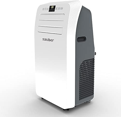 Sauber Aire Acondicionado Portátil Mando a Distancia SERIE 1-12000, 12000 BTU: 3000 Frigorías, Pantalla LED, 3 Modos de funciones, Ruedas, Cobertura hasta 25 m2 Kit de instalación ventana Incluido