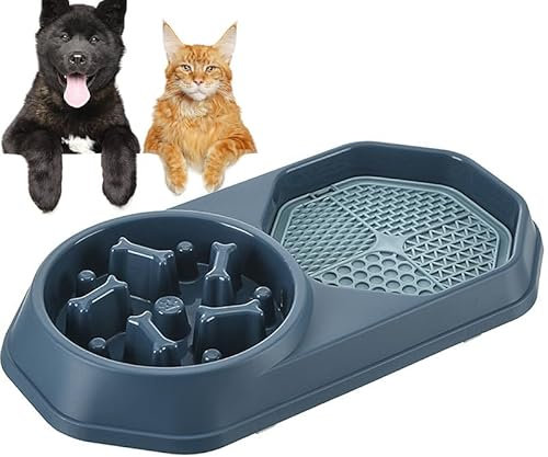 4-In-1 Slow Feeder Dog Bowl with Lick Mats For Dogs, Dog Slow Feeder Bowl Dog Lick Mats