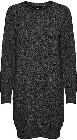 VERO Moda GA NOOS 10215523 Women's VMDOFFY LS O-Neck Dress, Dark Grey Blend, XL