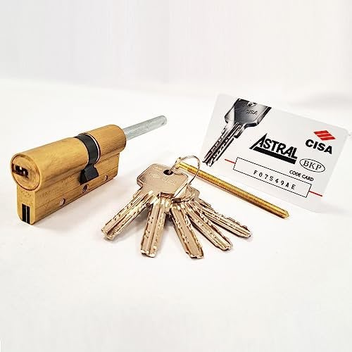 CISA 10A3S71200000C5, Cilindro Europeo Astral S, Ottone Smerigliato, 35/30 mm; Predisposto per Montaggio Pomolo, Gambo Accorciabile