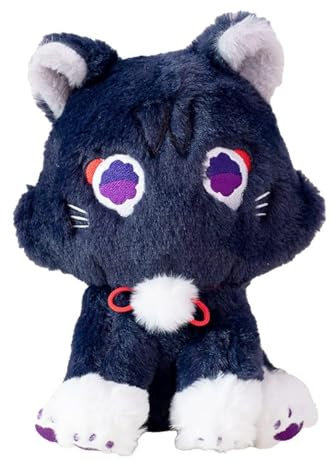 8.6inch Genshin Impact Katze Plüsch Spielzeug,Wanderer Katze Plüsch Plüschtier Plüschtiere,Niedliche Genshin Impact Scaramouche Katze Plüsch Puppe Plüschtier,Weiches Scara Katze Plüsch Kissen (22cm)