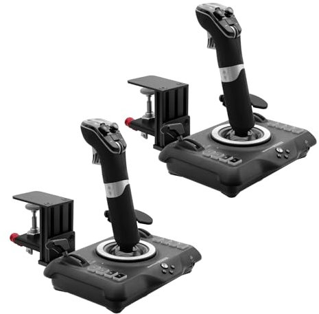 HUYE 2 Pack Metal Desk Mount Bracket Holder Compatible with Turtle Beach VelocityOne Flight Stick & Logitech G Extreme 3D Pro USB Joystick for Windows (Flight Stick Not Included) - Black