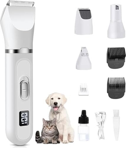 Tosatrice silenzioso per cani e gatti, Lovcoyo tagliacapelli ricaricabile per cani, Tosatrice professionale per cani/gatti,taglia zampe e affila artigli per Cani gatti zampe, viso, corpo