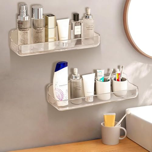 CGBE Étagère Salle de Bain, 2 pièces Étagère de Douche sans Perçage Pour Montage Mural d'étagères de Salle pour Salle de Bains et Cuisine, Organisateur de Salle de Bains pour Shampoing et Gel Douche.