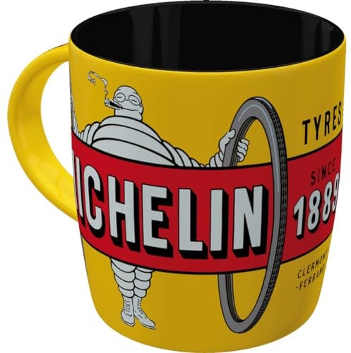 Nostalgic-Art Tasse à café, 330 ml, Michelin – Tyres Bibendum Yellow – Idée de cadeau pour fans de moteur, mug en céramique, design vintage
