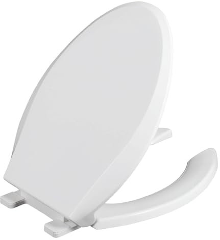 BLUEZY Toilettensitz, WC Sitz Vorne Offen Mit Deckel, Toilettensitz Mit Absenkautomatik, klobrille, Langsam Schließendes Scharnier Für Vermietung Oder Gewerbliche Nutzung