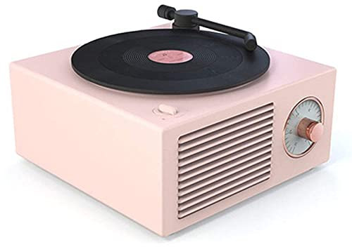 Plattenspieler, multifunktionaler Plattenspieler, Bluetooth-Lautsprecher, kabelloser Mini-tragbarer Retro-Phonograph-Bluetooth-Lautsprecher, Su (Pink One Size)