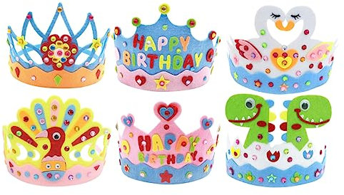 DOITOOL 6St Kronenpaket Kronenkopfschmuck weiße Baumwollhandschuhe Tiara DIY Mädchenkrone Geburtstagskrone selber machen einzigartig Zubehör gefühlt Geburtstagshut Kind Requisiten