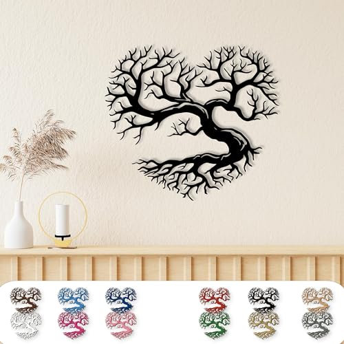 Love Baum XXL Holz Wandtattoo – Herzförmiger Wandtattoo aus MDF Holz, Wanddeko für Wohnzimmer, Schlafzimmer, 12 Farben, Geschenk für Paare