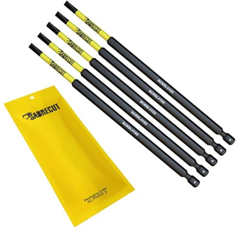 5 x SabreCut SCRSL4152_5 152mm SL4 Slotted Magnetic Impact Screwdriver Driver Bits Set Single Ended Heavy Duty