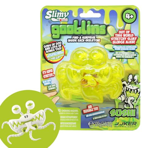 SLIMY Gooblins | schleimige Ghost Schleim Monster | 100g super dehnbarer Original Slimy Slime | mit lustig gruseligen Skeletten zum Entdecken und Sammeln | Knetspielzeug (3 Jahre), Farbe:Gelb