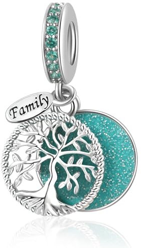 LSxAB Charm scintillante a forma di albero della vita, compatibile con braccialetti Pandora, Rame, Nessuna pietra preziosa
