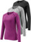 Ullnoy 3 Pack Women's Long Sleeve Gym Tops Quick Dry Workout Running T Shirt Breathable Yoga Sports Crew Neck Thermal Undershirt Black/Grey/Rose S