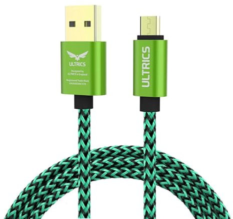 ULTRICS USB to Micro USB Cable 2M, Nylon Braided Micro USB Charger Cable, USB Micro Cable, Micro USB Data Cable, Micro USB Charging Cable for Samsung Galaxy S7 Edge S6 S5 J7 J6 A6 A10, Huawei, PS4