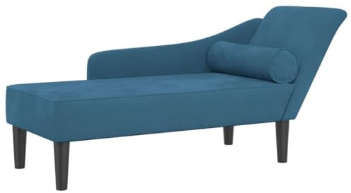 vidaXL Chaiselongue, Indoor Lounge Sofa mit Kissen, Gepolsterte Recamiere für Wohnzimmer Schlafzimmer Büro, Relaxliege Couch, Blau Samt
