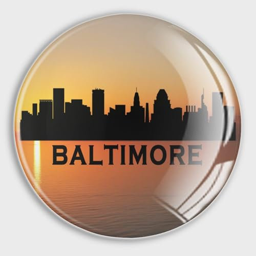 Runde Kühlschrankmagnete Amerika Baltimore City Silhouette Landschaft Skyline Glas Kühlschrankmagnete Dekoration für Kühlschrank Spind Whiteboard Magnettafel Schränke Klassenzimmer Bürokabine