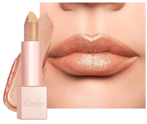 Oulac Infinity Moisture Lipstick - Gold Nude Lip Blam for Extremely Dry, Cracked Lips, Diamond Shimmer & High Shine, Long-Lasting Hydration Lips, Vegan & Clean Beauty Formula, 4.5g PG13