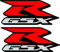 GSXR Suzuki - Adesivi per moto, 2 pezzi, colore rosso, 12 x 5 cm, resistente alle intemperie e di alta qualità