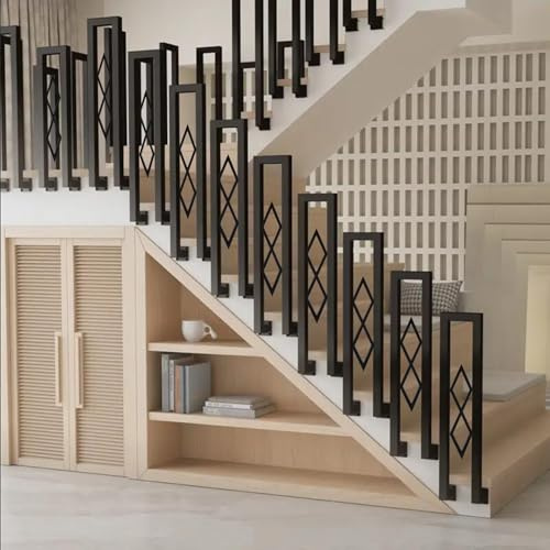 AIOJXHY U-FöRmiger Handlauf für Treppen, Seitliche Installation, Dekoratives Sicherheits GeläNder, 75-110 cm Hoher Treppenhandlauf Aus Eisen für Villa, Garage, StüTzstange für Veranda(Size:95cm)