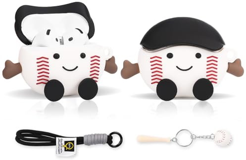 LEWOTE Compatibile con Apple Airpods 4 Case protettiva divertente 3D Cartoon Cover Cover con portachiavi [Sport Series] (Black Caps)