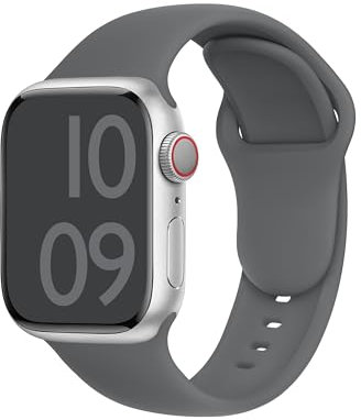 ELETTRONEO C1A Cinturino per Apple Watch Ultra 2 49mm, Serie 10 46mm, 9 8 7 45mm 41mm, SE 6 5 4 44mm 40mm, 3 2 1 42mm 38mm Donna Uomo Band Bracciale Sport Silicone,Grigio Fango Vulcanico