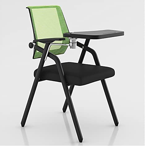 Folding Chair with Writing Board Reception Chairs Multifunctional Office Training Chair Meeting Room Tablet Arm Chair Assemble Mesh Back Nesting Chair, with Tablet Arm and Writing Board (Col