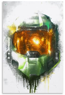 CSFWRUKL Master Chief Helmet Art Poster Dekorative Malerei Leinwand Wandkunst Wohnzimmer Poster Schlafzimmer Malerei,Wandkunst Bilddruck Moderne Familienzimmer Dekor 12x18inch(30x45cm)