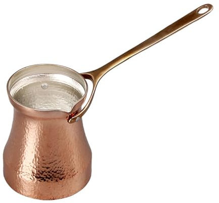 XYUERU Coffee pot Elegant copper teapot handmade tea set Turkish hammered tea kettle mocha pot with wooden handle spout maker for barista tea coffee(400ml)