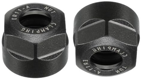 TOP-VIGOR 2 Pcs ER11-A(M14) Collet Clamping Hex Nut, M25 x 0.75mm Thread, 9mm Bore, Precision Ground Cast Steel Collet and Nut Set for CNC Milling Chuck Holder Lathe Tooling