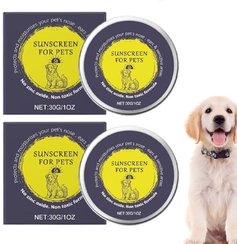 Dog Sunscreen, 2 Pack SPF 50 Sun Protection Balm for Pets, Gentle Natural Cat Sunscreen, Fast Absorbing Dog Nose Balm in a Tin, Long-Lasting Moisturising Cat Sun Cream, for Pet Outdoor Care