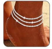 CharmBurst 3 Pièces de Bracelet de Cheville Triple Argent Femme, Bijou de Cheville Élégant et Étincelant, Bijou Argent Solide pour la Cheville, Bracelet de Cheville à Trois Couches Élégant