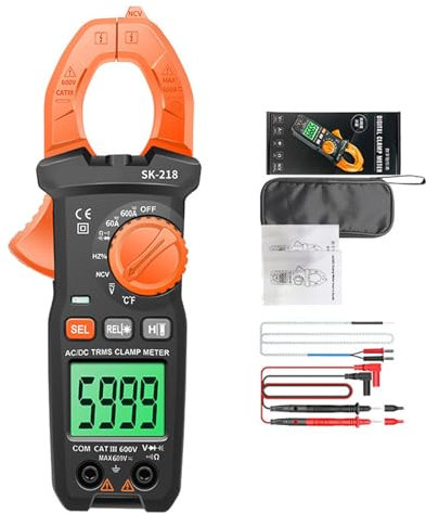 SK218 Advanced 600A Clamp Meter Features: Large chin LED light and data is retained for safe results