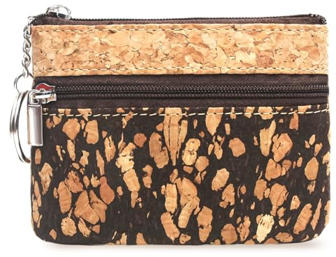 Boshiho Kork Schlüsseletui Damen mit 2 Fächern & Schlüsselring | | Mini Münzgeldbörse Kleines Kork Portemonnaie für Schlüssel & Kleingeld | Vegan, nachhaltig & leicht Geschenk für Mutter