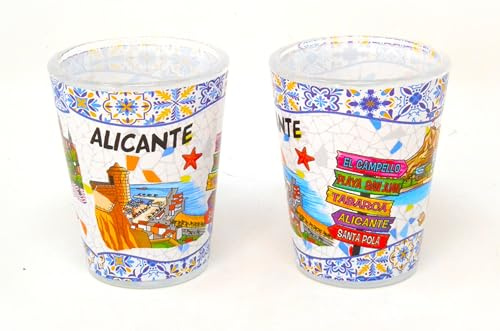 z1 Alicante dekorative Schnapsgläser, 40 ml, spanische Fliesen, 2er-Set