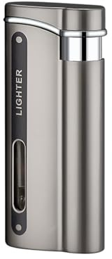 Windproof Jet Flame Lighter,Refillable Butane Torch with Adjustable Flame & Visible Fuel Window for Camping, Cigars, Outdoor Use(Without Butane)