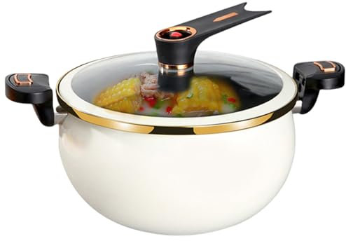 CGTQROVR Mini Pressure Cooker, 8L Fast Heating Pressure Pot with Lock Handles, Non-stick Stockpot with Standable See-Through Lid for Gas, Induction, Electric Stoves