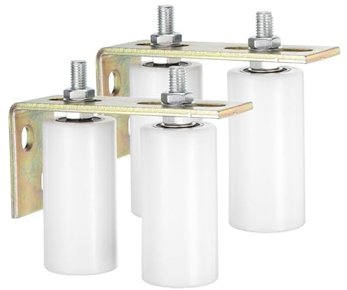 QUARKZMAN 2 Set Schiebetor Führungsrolle 4 Für Schiebetür Weiß | Nylon Roller Tor Unterstützung Bausatz, Mit L-Hinterer Pfosten Halterung, Universell Abgedichtet Kugellager Rolltor Führer