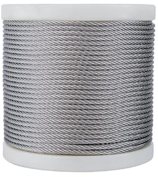 Câble en acier inoxydable haute résistance de 5/10 mètres avec revêtement PVC, souple et transparent, for rideaux lumineux et cordes de suspension.(5.0M-3.0mm)