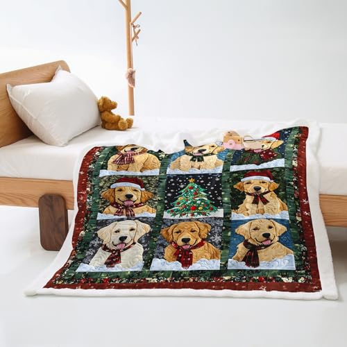 Kuscheldecke Weihnachtsbaumhund Felldecke Flanell Lammwolle Decke Weich Kuscheldecke Flauschig Blanket Pflegeleicht Flauschige Decke Waschbar Decken Sofadecke Fleecedecke 80x150cm