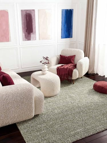 Ted Baker Kurzflor Teppich Portobello - Soft Bouclé Wohnzimmerteppich, Handgewebt & Weich, Woll-Look, Schlingen Teppich Flauschig für Wohnzimmer, Schlafzimmer, Esszimmer – Hellgrün, 200x290 cm